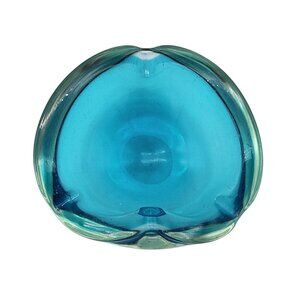 Mid Century Murano Sommerso Blue Glass Ashtray